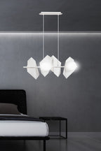 Hanglamp Drifton gepoedercoat staal en glas, wit, 4 fittingen E14, verstelbare hoogte, 90 x 100 cm