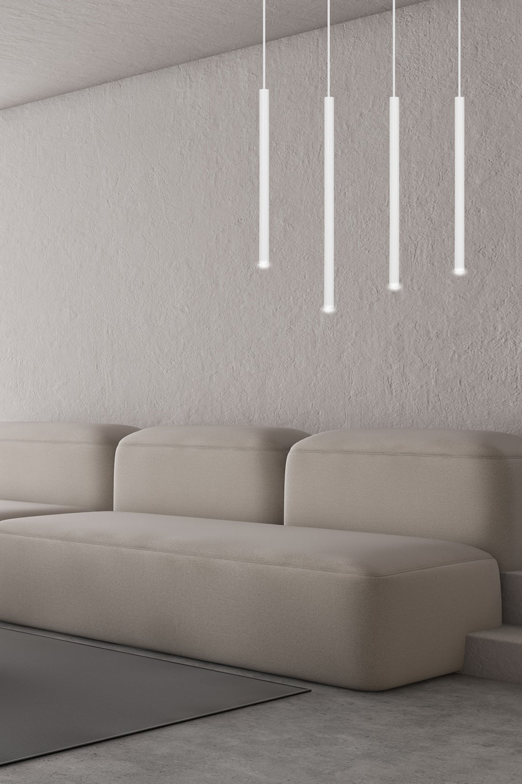 Hanglamp gepoedercoat staal minimalistisch Selter 4 wit, 4 lichtpunten G9, 60 x 120 cm, woonkamer en eetkamer