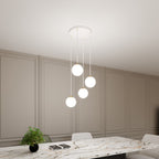 Hanglamp gepoedercoat staal en glas, retro, wit met goud, 4 lichts, 40 x 100 cm, voor keuken en eetkamer