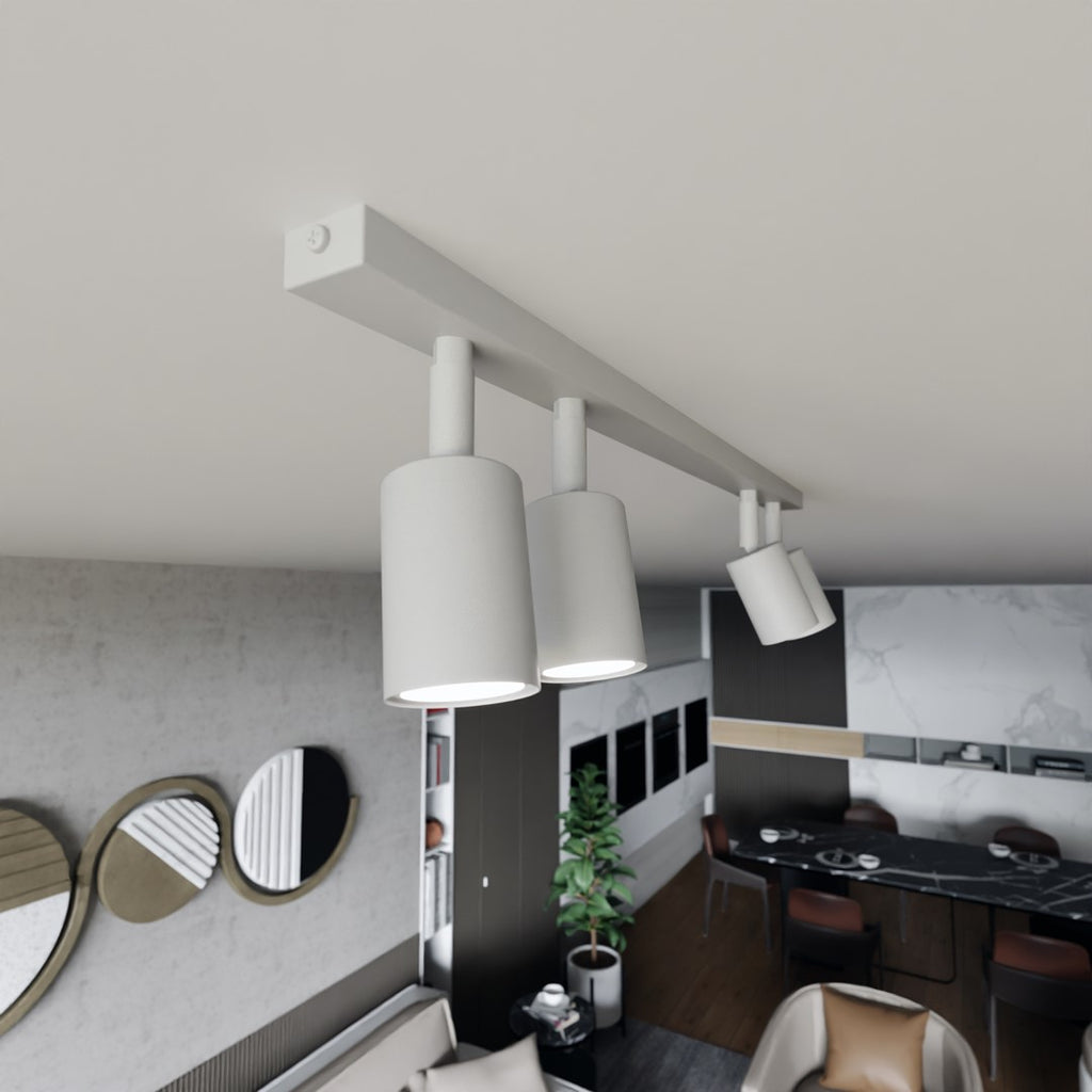 Plafondlamp gepoedercoat staal Flash wit, 70 cm breed, 4 GU10-fittingen voor woonkamer, hal of kantoor
