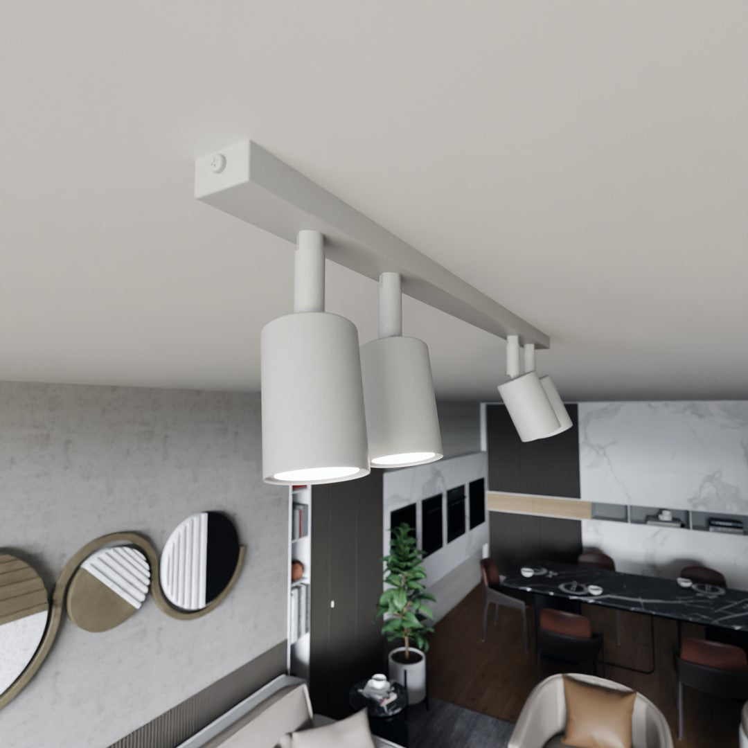Plafondlamp gepoedercoat staal Flash wit, 70 cm breed, 4 GU10-fittingen voor woonkamer, hal of kantoor