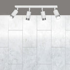 Plafondlamp staal Hiro, modern, wit met zilver, 60 cm, 4 verstelbare spots, voor keuken, hal of slaapkamer