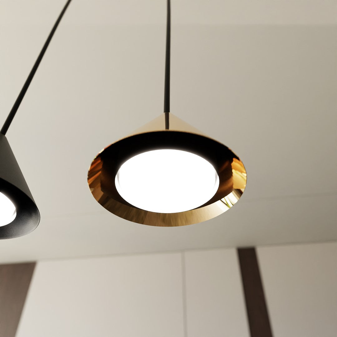 Hanglamp gepoedercoat staal minimalistisch Elit zwart en goud, 4 lichts, 90 x 100 cm, voor woonkamer en eetkamer