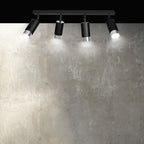 Plafondlamp gepoedercoat staal modern Hiro zwart zilver, 4 verstelbare spots, breedte 60 cm, voor hal en keuken