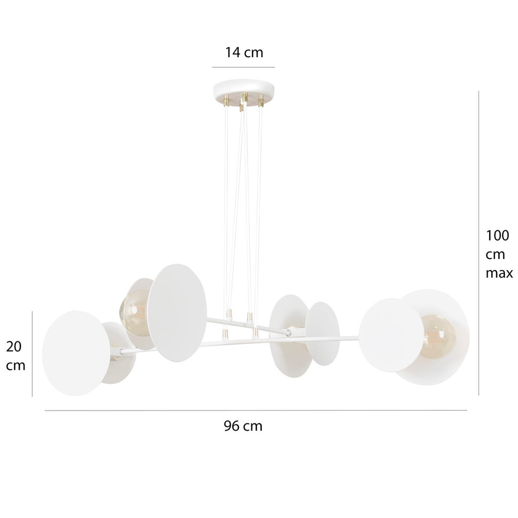 Hanglamp staal modern Idea wit met gouden accenten, 4 lichts E27 – 96 x 100 cm