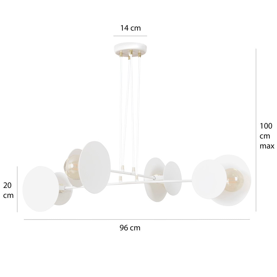 Hanglamp staal modern Idea wit met gouden accenten, 4 lichts E27 – 96 x 100 cm