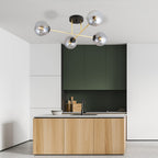 Plafondlamp staal en glas Magnum glamour zwart en goud 55 x 26 cm, 4 fittingen E14