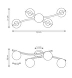 Plafondlamp gepoedercoat staal Opus, modern, wit opaalglas, 4 lichtpunten E14 – 60 x 60 cm