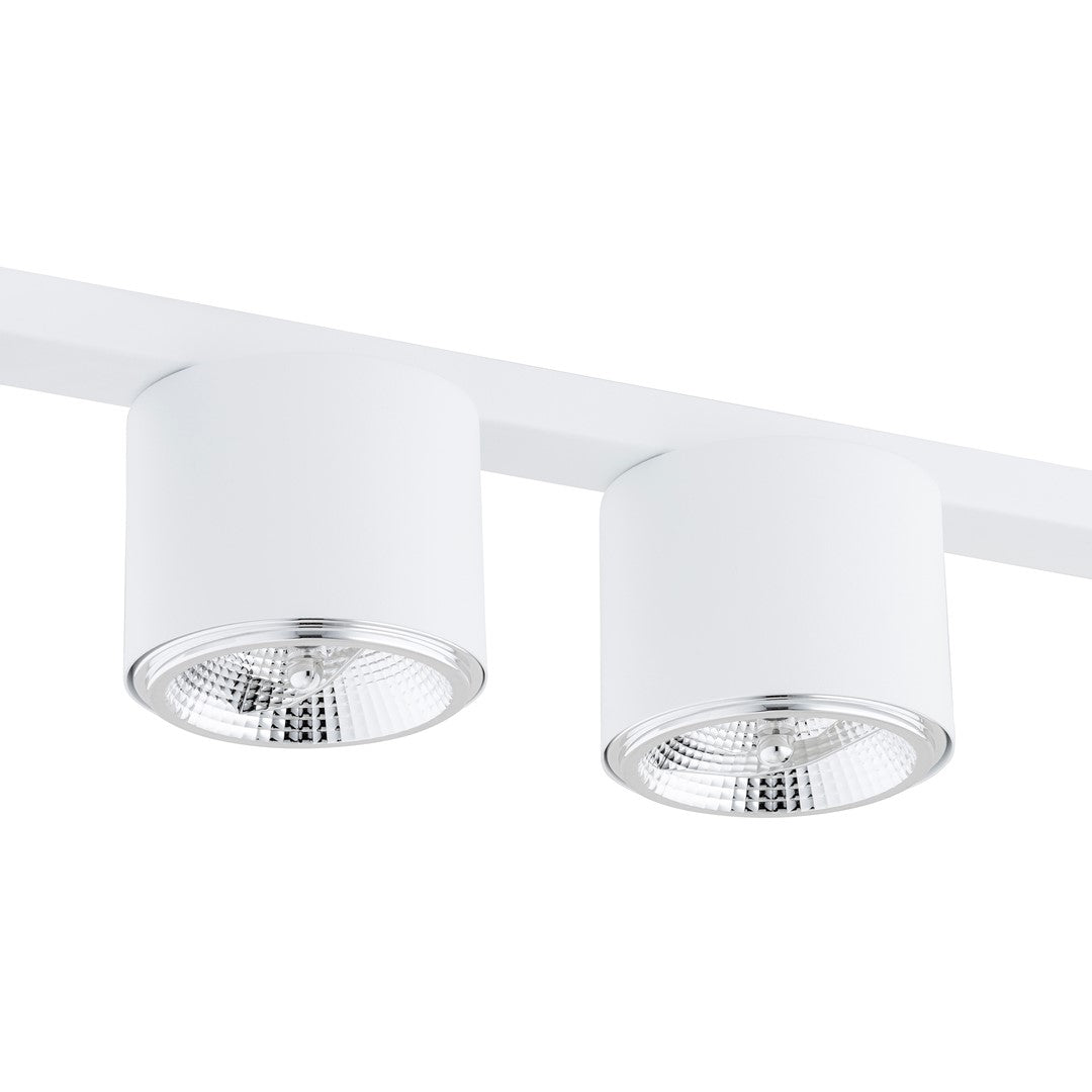 Plafondlamp gepoedercoat staal minimalistisch wit 90 cm breed, met 4 lichtpunten voor woonkamer, hal of kantoor