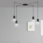 Hanglamp staal modern Traker zwart, 4 lichts, verstelbare hoogte, met 4 fittingen