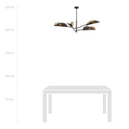Plafondlamp gepoedercoat staal Vene zwart goud, 4 lichts, 102 x 51 cm, woonkamer en slaapkamer
