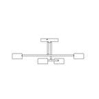 Plafondlamp gepoedercoat staal Halo 4 Scandinavisch zwart, met 4 lichtpunten – 60 x 20 cm