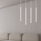 Hanglamp gepoedercoat staal minimalistisch Selter 4 wit, 4 lichtpunten G9, 60 x 120 cm, woonkamer en eetkamer