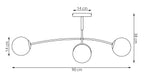 Plafondlamp staal en glas beige modern, 4 witte glazen bollen Ø 14 cm, 60 x 60 cm voor woonkamer