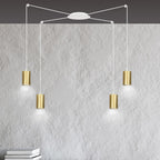 Hanglamp Traker gepoedercoat staal, modern, wit met goud, 4 fittingen, verstelbare hoogte