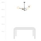 Plafondlamp gepoedercoat staal en glas Hunter, modern, zwart met witte kappen, 4 lichtpunten E14