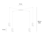 Hanglamp gepoedercoat staal Traker 4 lichts, wit, modern, met 4 GU10-fittingen en verstelbare hoogte
