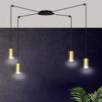 Hanglamp spider gepoedercoat staal modern zwart en goud, 4 lichts met GU10-fittingen