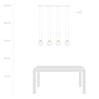 Hanglamp gepoedercoat staal en glas Glam 4 lichts, wit met opaalglas – 92 x 115 cm, eettafel