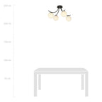 Plafondlamp gepoedercoat staal en glas Boston zwart, witte glazen kappen, 70 x 37 cm, 4 lichts E14