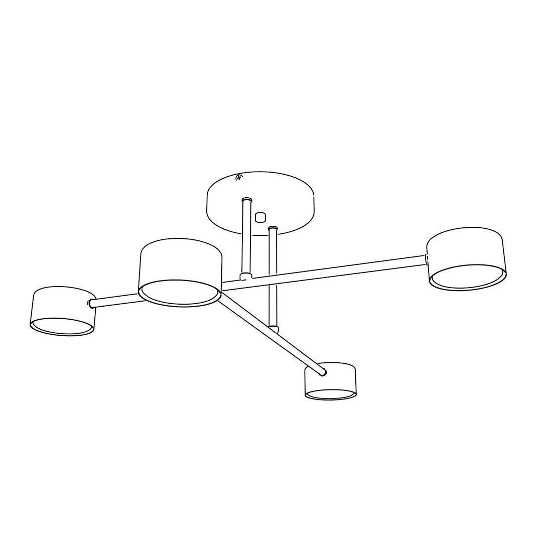 Plafondlamp gepoedercoat staal Halo modern bordeaux 4 lichts, 60 x 60 cm voor woonkamer en slaapkamer