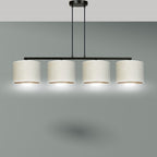 Hanglamp gepoedercoat staal Hilde 4 kappen, wit met goudkleurige binnenzijde, zwart frame, 97 x 100 cm, eetkamer
