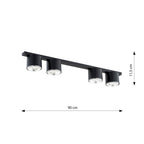 Plafondlamp gepoedercoat staal minimalistisch Nano zwart, 4 lichtpunten – 90 cm
