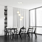 Hanglamp gepoedercoat staal en glas, retro, wit met goud, 4 lichts, 40 x 100 cm, voor keuken en eetkamer