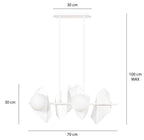 Hanglamp Drifton gepoedercoat staal en glas, wit, 4 fittingen E14, verstelbare hoogte, 90 x 100 cm