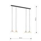 Hanglamp gepoedercoat staal minimalistisch Elit zwart en goud, 4 lichts, 90 x 100 cm, voor woonkamer en eetkamer