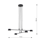 Hanglamp gepoedercoat staal Scandinavisch zwart, 4 lichtpunten, breedte 70 cm, voor eettafel of woonkamer