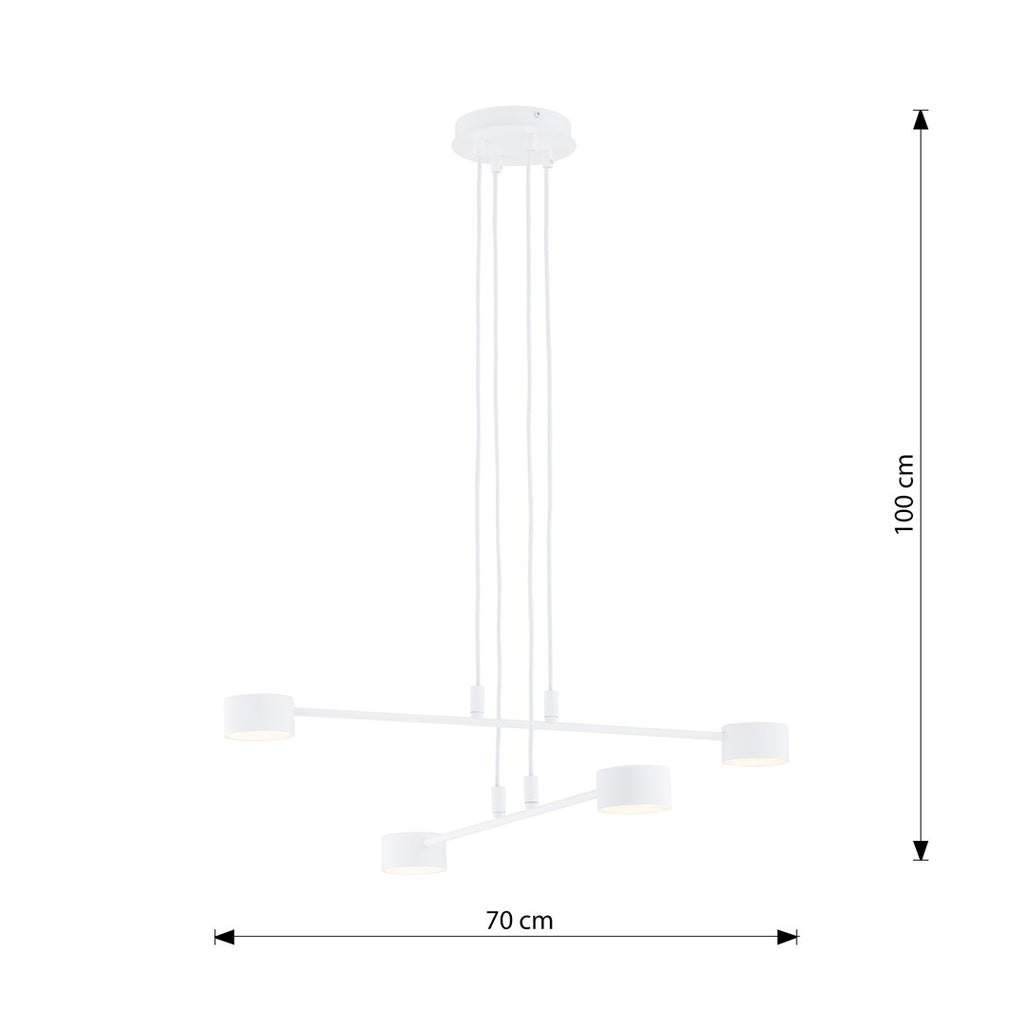 Hanglamp gepoedercoat staal Scandinavisch wit 70 x 100 cm, voor eettafel, keuken en woonkamer