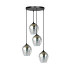 Hanglamp gepoedercoat staal en glas Istar, grafiet en zwart, 4 lichts, 40 x 100 cm, E27