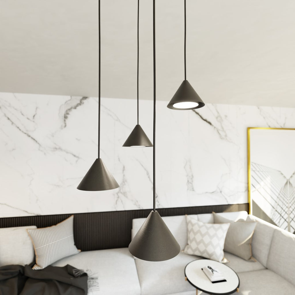 Hanglamp staal minimalistisch Elit 4 zwart, 4 lichts met GX53-fittingen, Ø 30 cm, hoogte verstelbaar