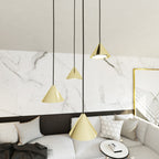 Hanglamp gepoedercoat staal minimalistisch Elit goud met 4 lichtpunten, hoogte verstelbaar, Ø 30 cm