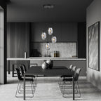 Hanglamp 4 lichts gepoedercoat staal en glas, modern, Astral, zwart met grafiet glas, E14, rond canopy 30 cm
