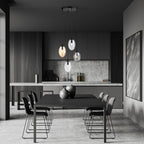 Hanglamp 4-lichts gepoedercoat staal en glas zwart, Astral, kappen grafiet, transparant en amber, E14