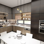 Hanglamp gepoedercoat staal minimalistisch Elit goud met 4 lichtpunten, hoogte verstelbaar, Ø 30 cm