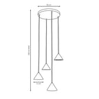Hanglamp gepoedercoat staal minimalistisch Elit goud met 4 lichtpunten, hoogte verstelbaar, Ø 30 cm