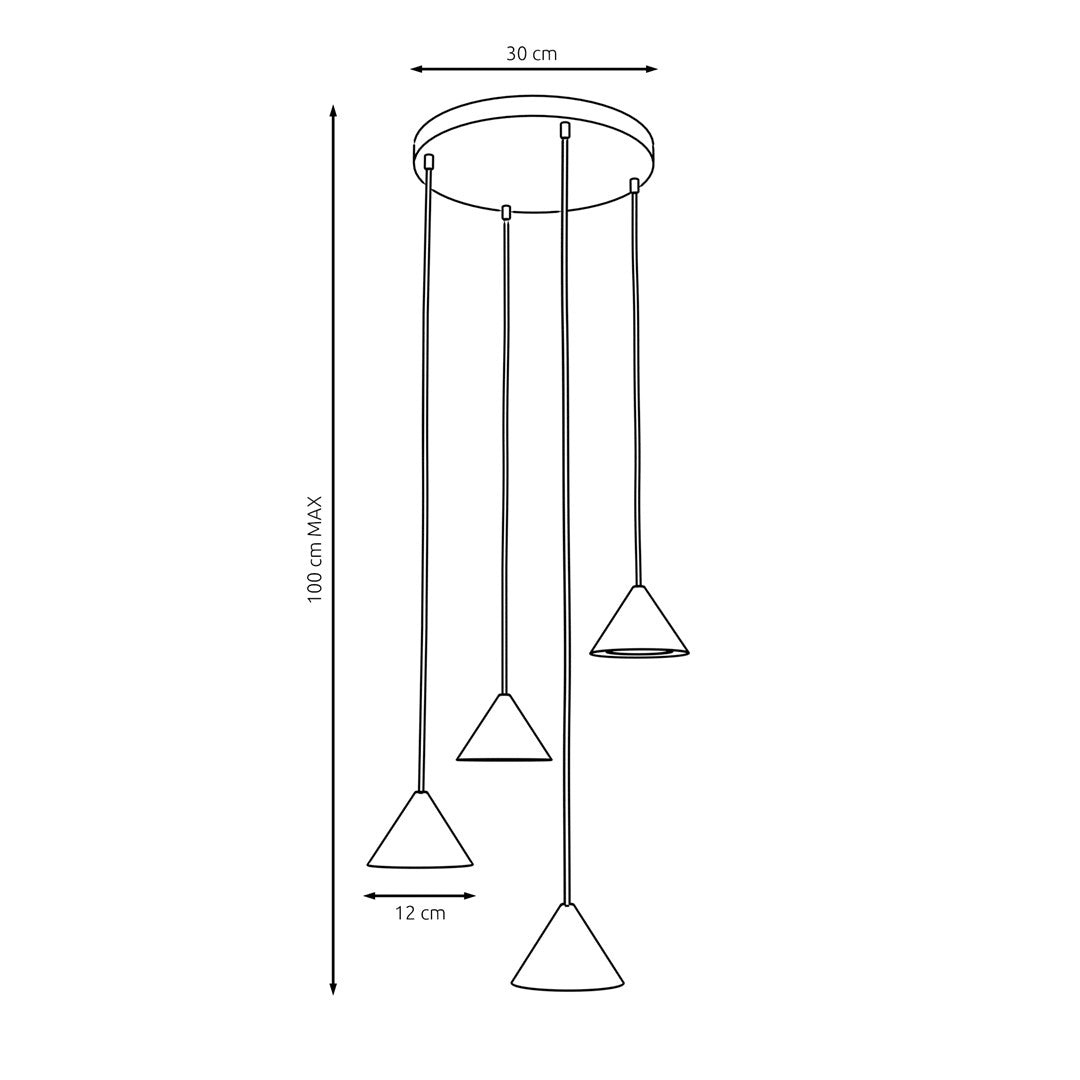 Hanglamp staal minimalistisch Elit 4 zwart, 4 lichts met GX53-fittingen, Ø 30 cm, hoogte verstelbaar