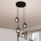Hanglamp gepoedercoat staal en glas Istar, grafiet en zwart, 4 lichts, 40 x 100 cm, E27