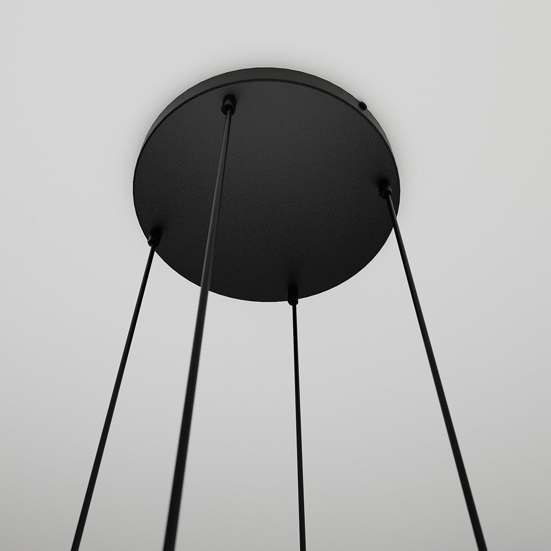 Hanglamp 4 lichtpunten gepoedercoat staal en glas Istar amberkleurig, zwart – 40 x 100 cm, E27