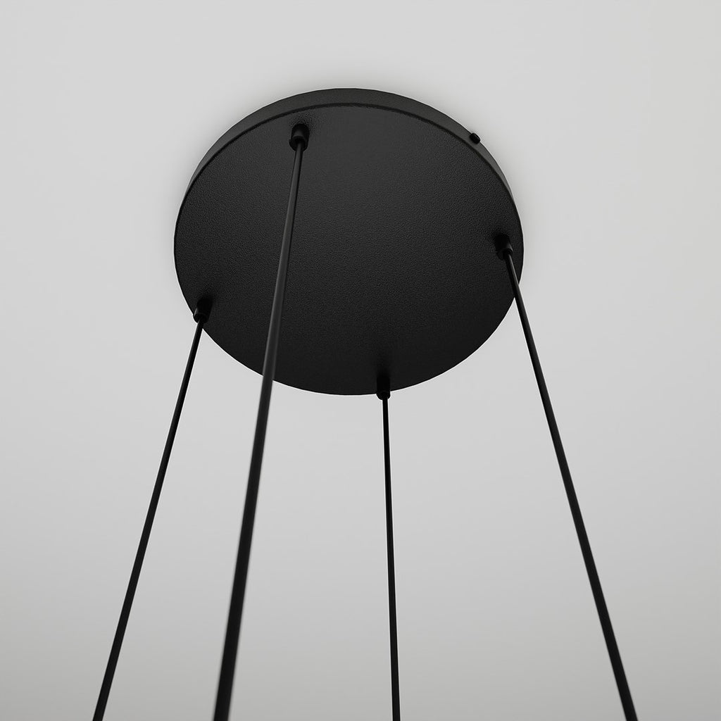 Hanglamp 4 lichts gepoedercoat staal en glas, Cosmo modern, zwart met grafiet glazen kappen Ø 14 cm, woonkamer en eetkamer