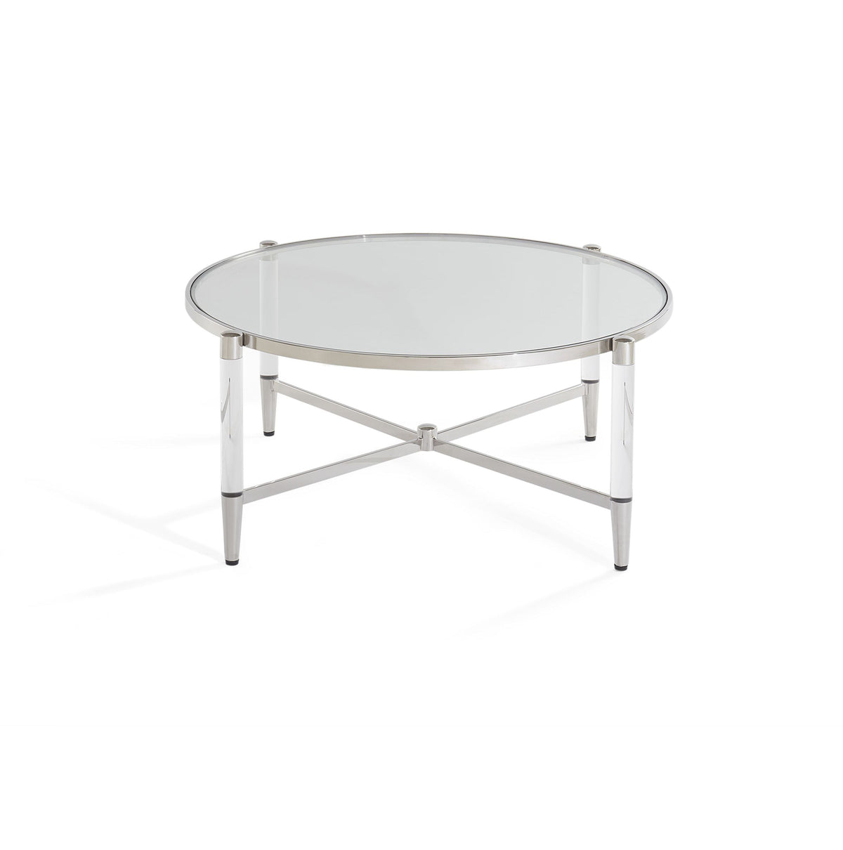 Salontafel rond glas acryl en gepolijst roestvrij staal, Marilyn, Ø 102 cm, woonkamer