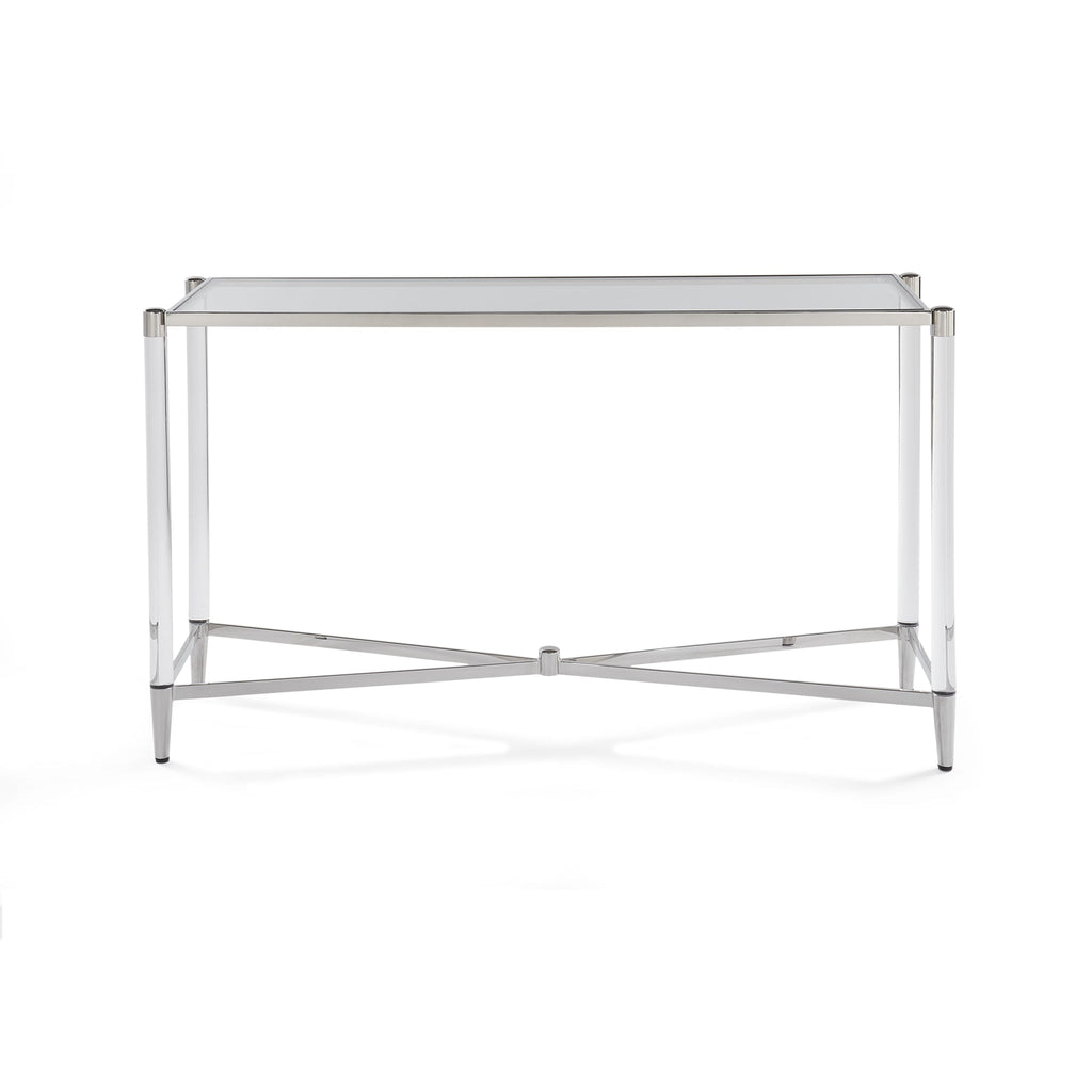 Consoletafel glas, acryl en gepolijst roestvrij staal Marilyn, helder, breedte 132 cm, voor hal of woonkamer