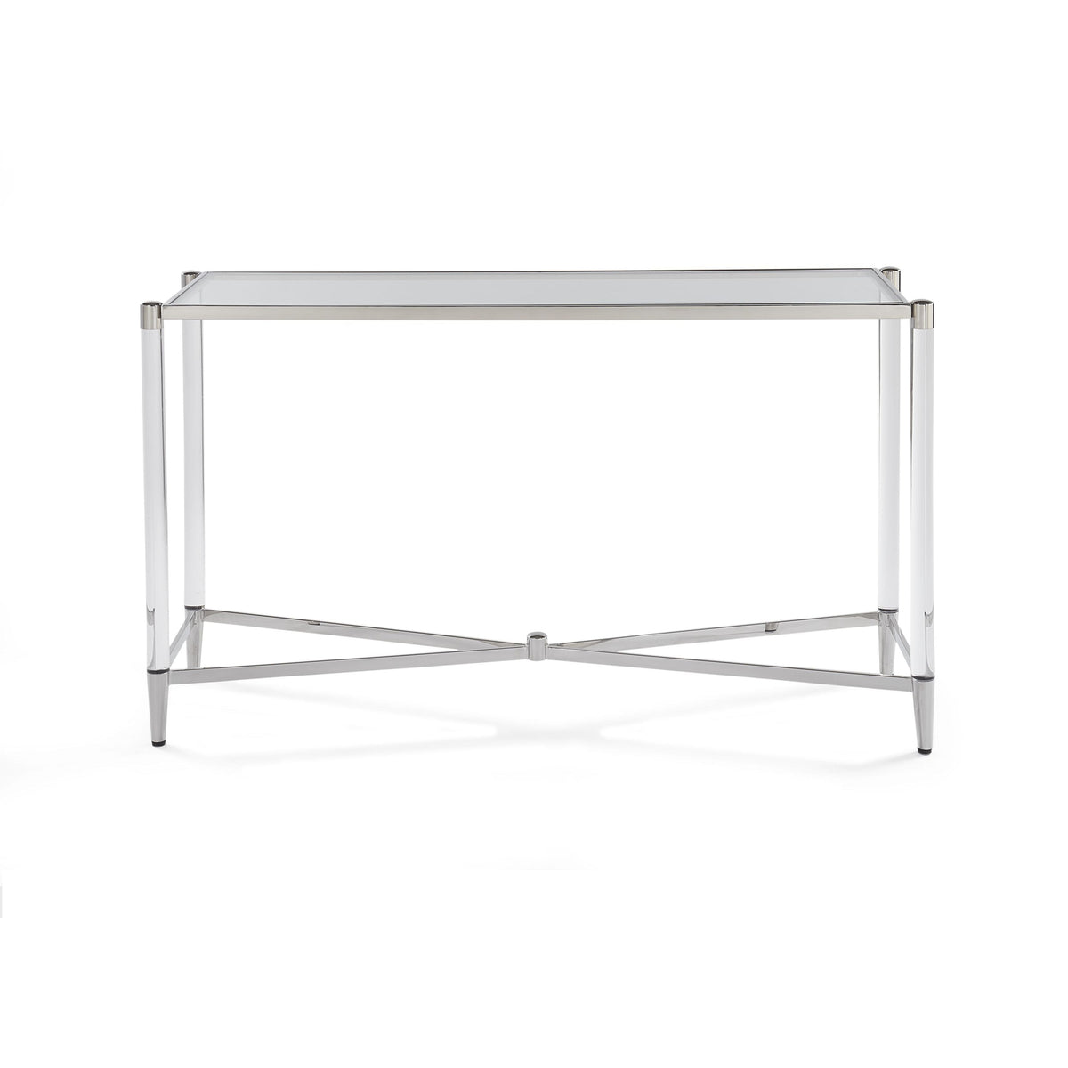 Consoletafel glas, acryl en gepolijst roestvrij staal Marilyn, helder, breedte 132 cm, voor hal of woonkamer