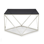 Salontafel roestvrij staal en gerookt glas Aria, gepolijst, 104 x 104 cm voor de woonkamer