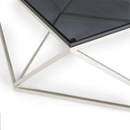 Salontafel roestvrij staal en gerookt glas Aria, gepolijst, 104 x 104 cm voor de woonkamer