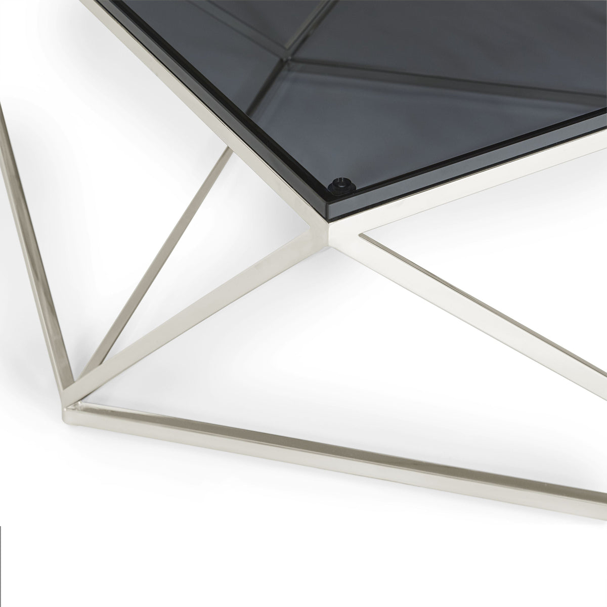 Salontafel roestvrij staal en gerookt glas Aria, gepolijst, 104 x 104 cm voor de woonkamer