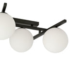 Plafondlamp gepoedercoat staal en glas Smart modern zwart met witte kappen, 67 x 25 cm, 5 fittingen